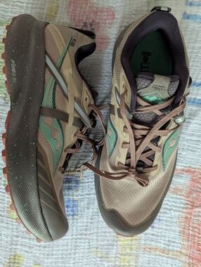 Saucony Trail Running Shoes in Olive Green and Taupe